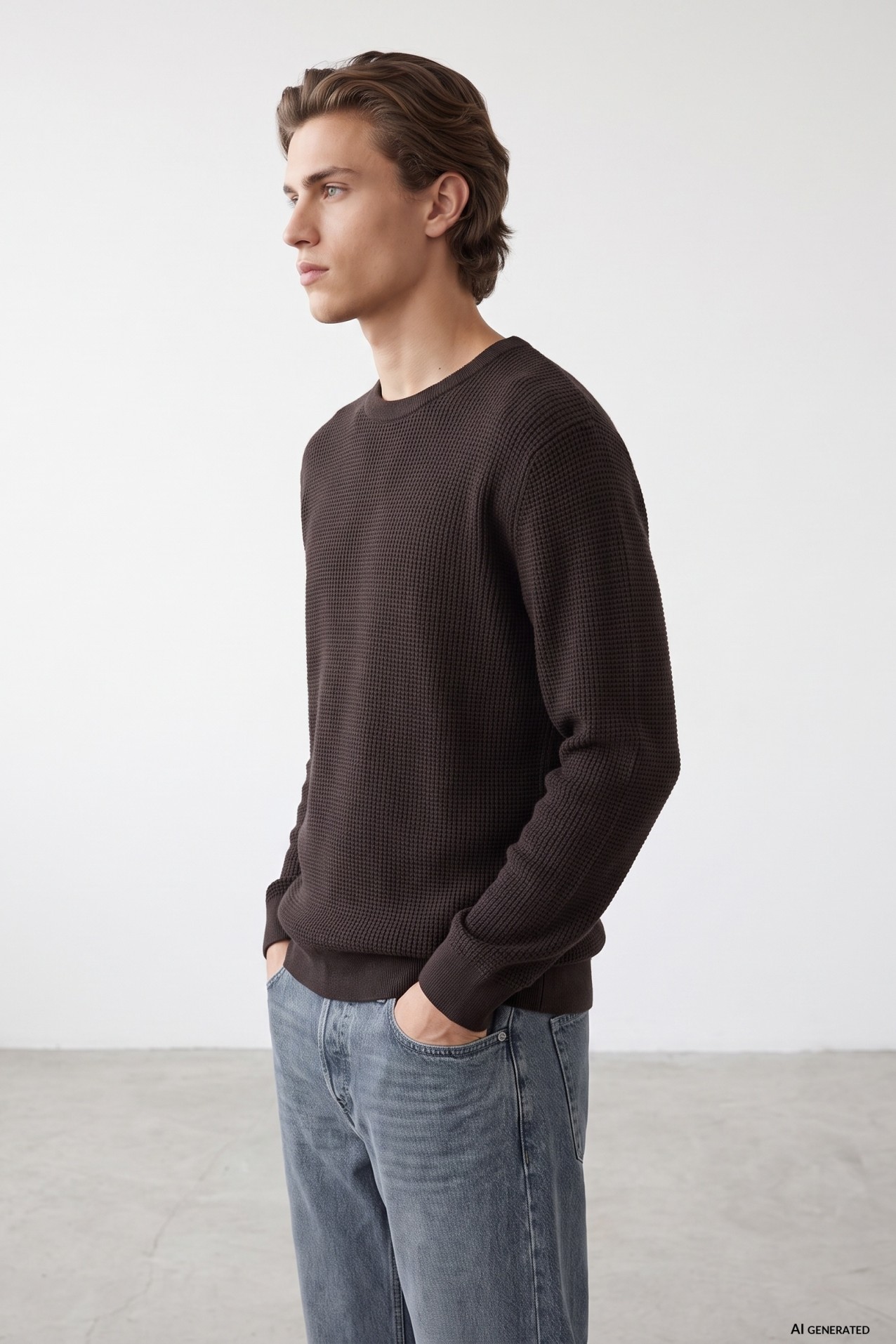 Brown Regular Fit Knit Sweater