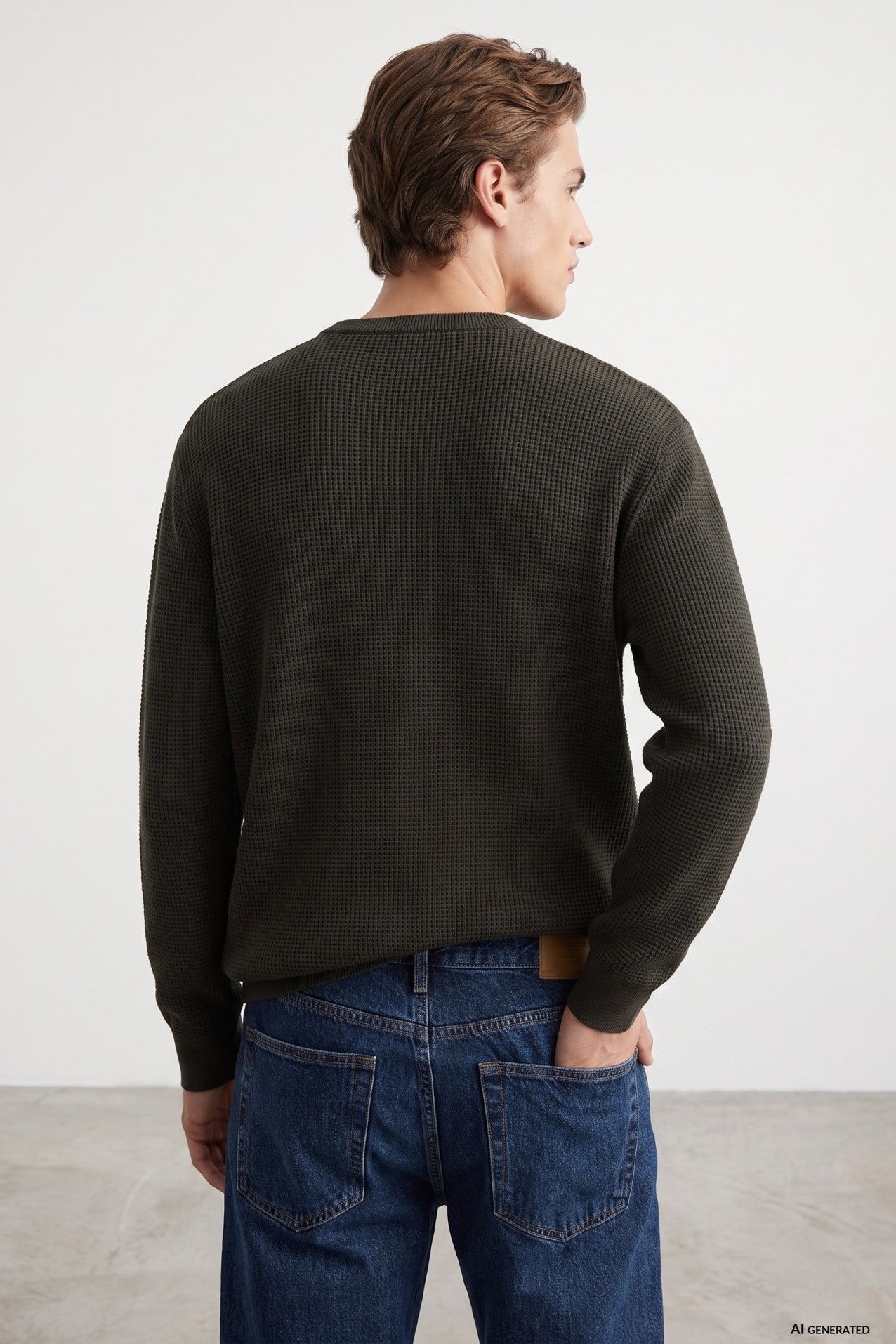 Green Knitted Crewneck Sweater