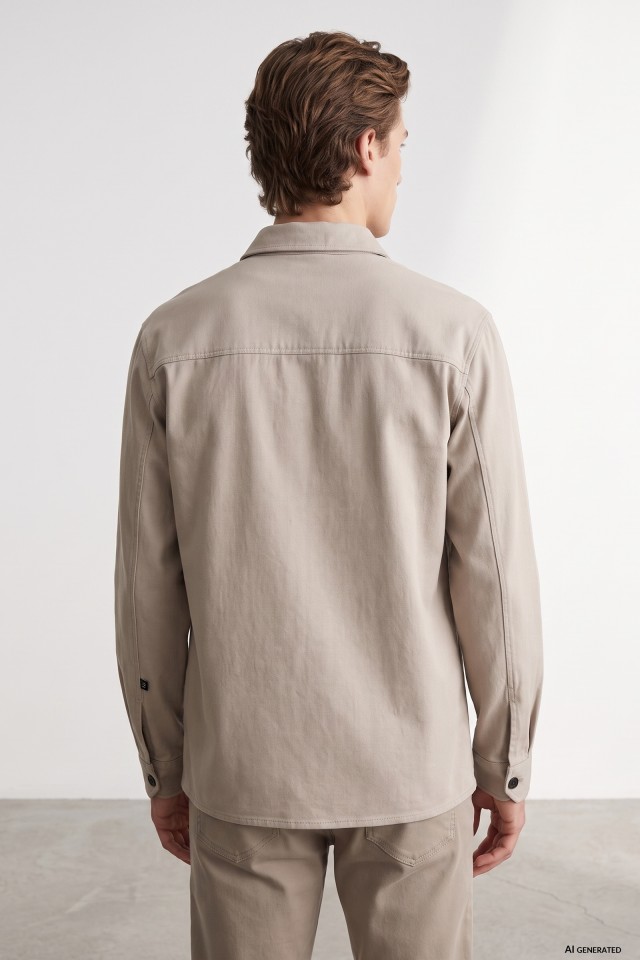 Camisa beige relaxed bolsillos Camisa beige relaxed bolsillos