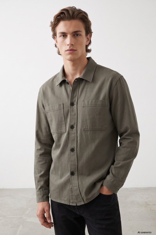 Relaxed Green Long Sleeve Shirt