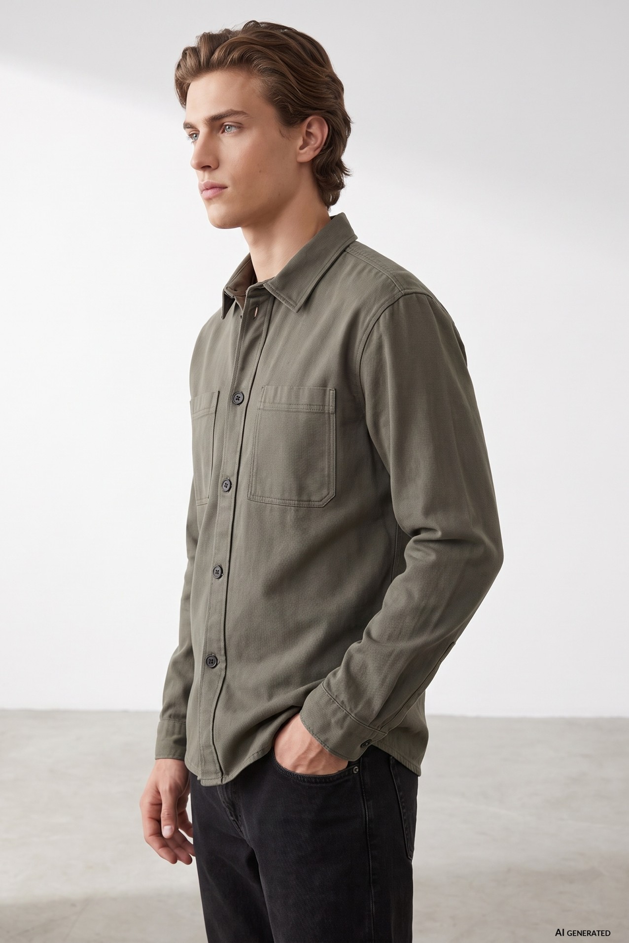 Relaxed Green Long Sleeve Shirt