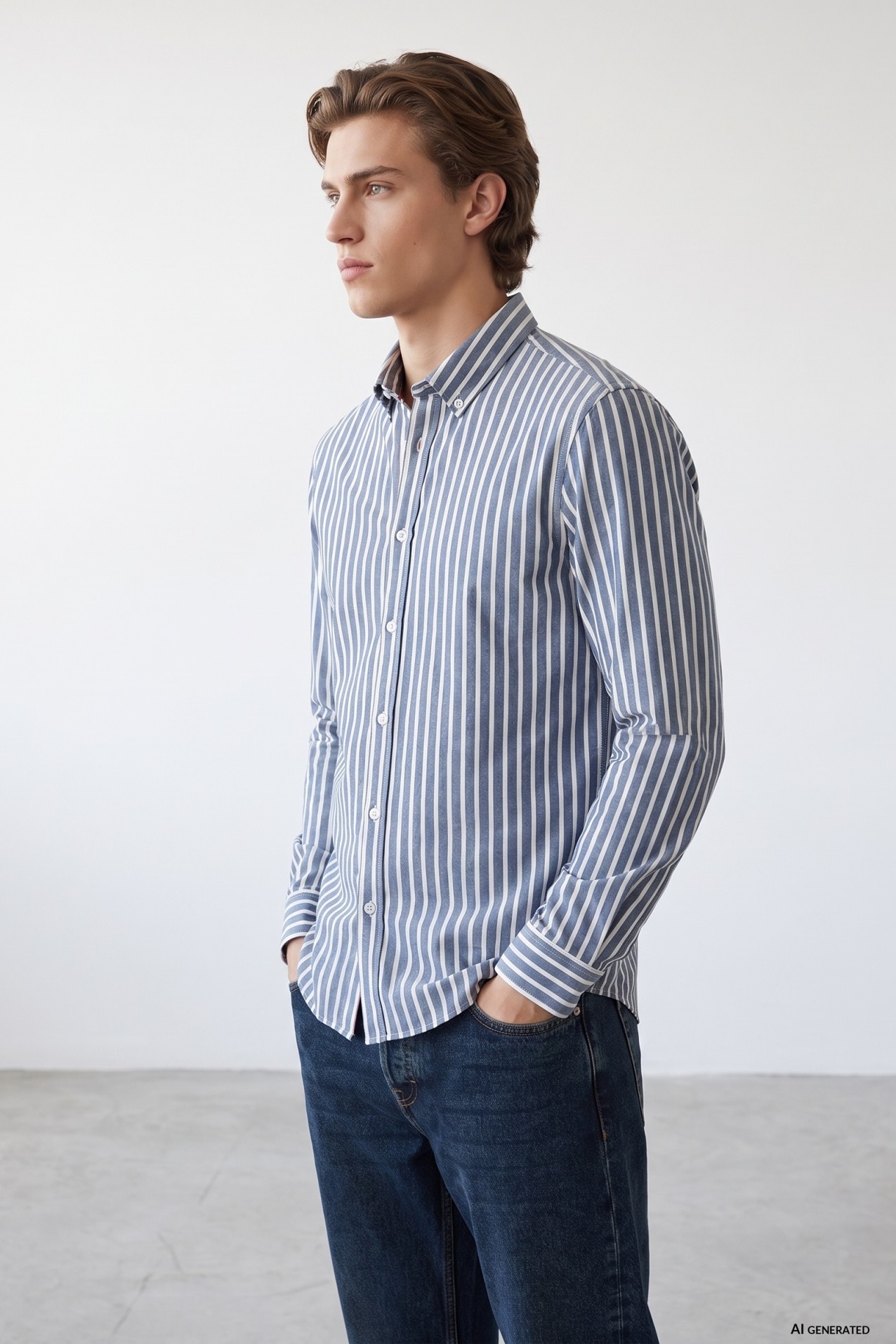 Blue Striped Long Sleeve Shirt