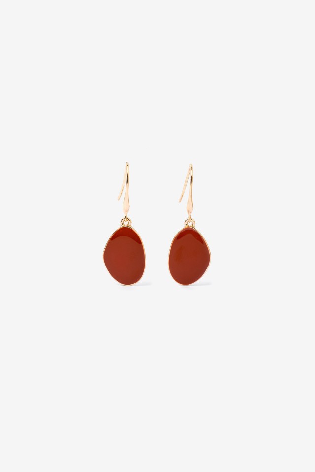 Brincos pendentes vermelho dourado