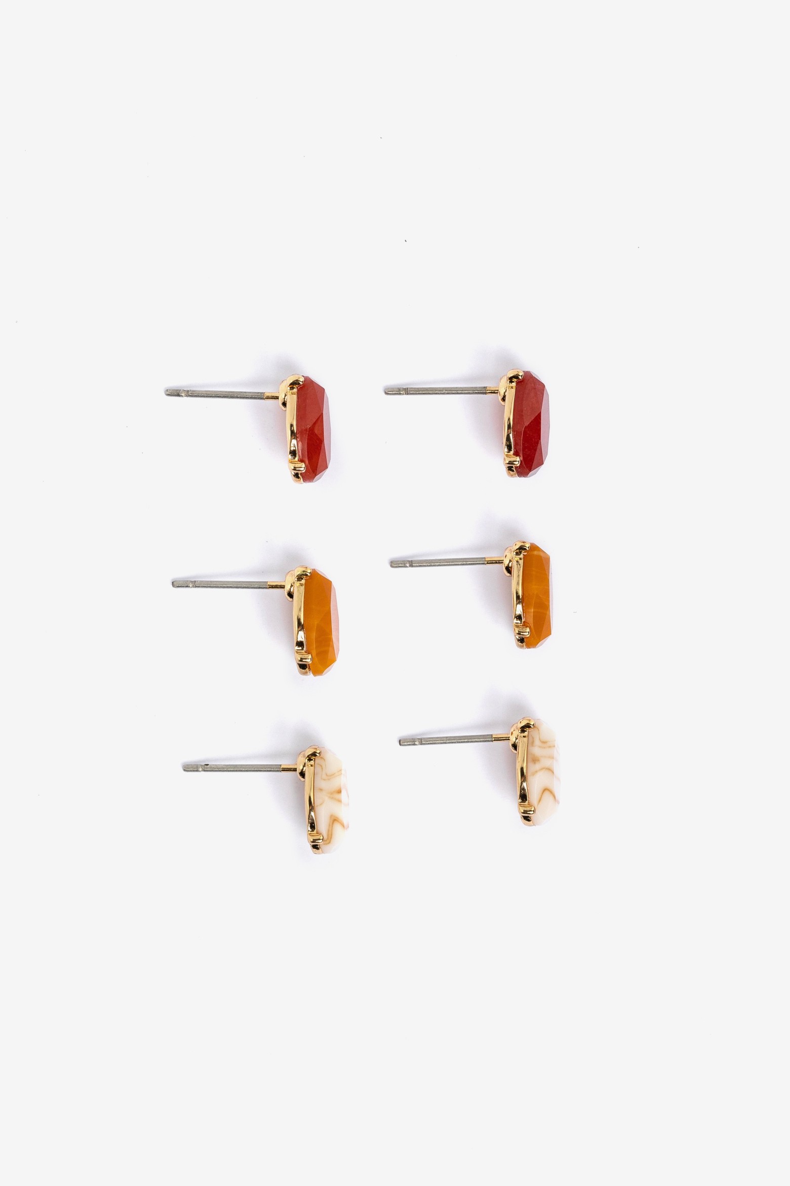 Gold Tone Stud Earring Set