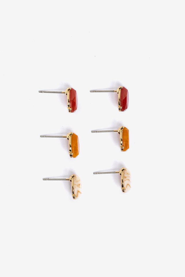 Gold Tone Stud Earring Set
