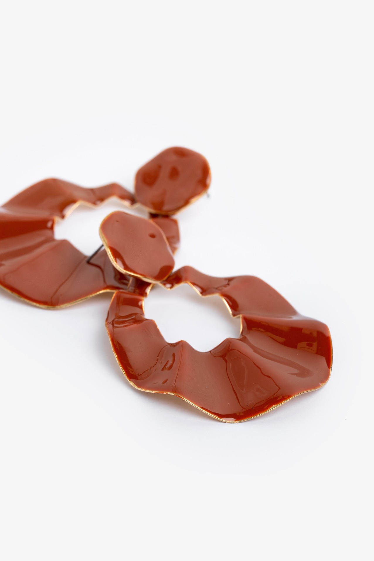 Glossy Brown Statement Earrings