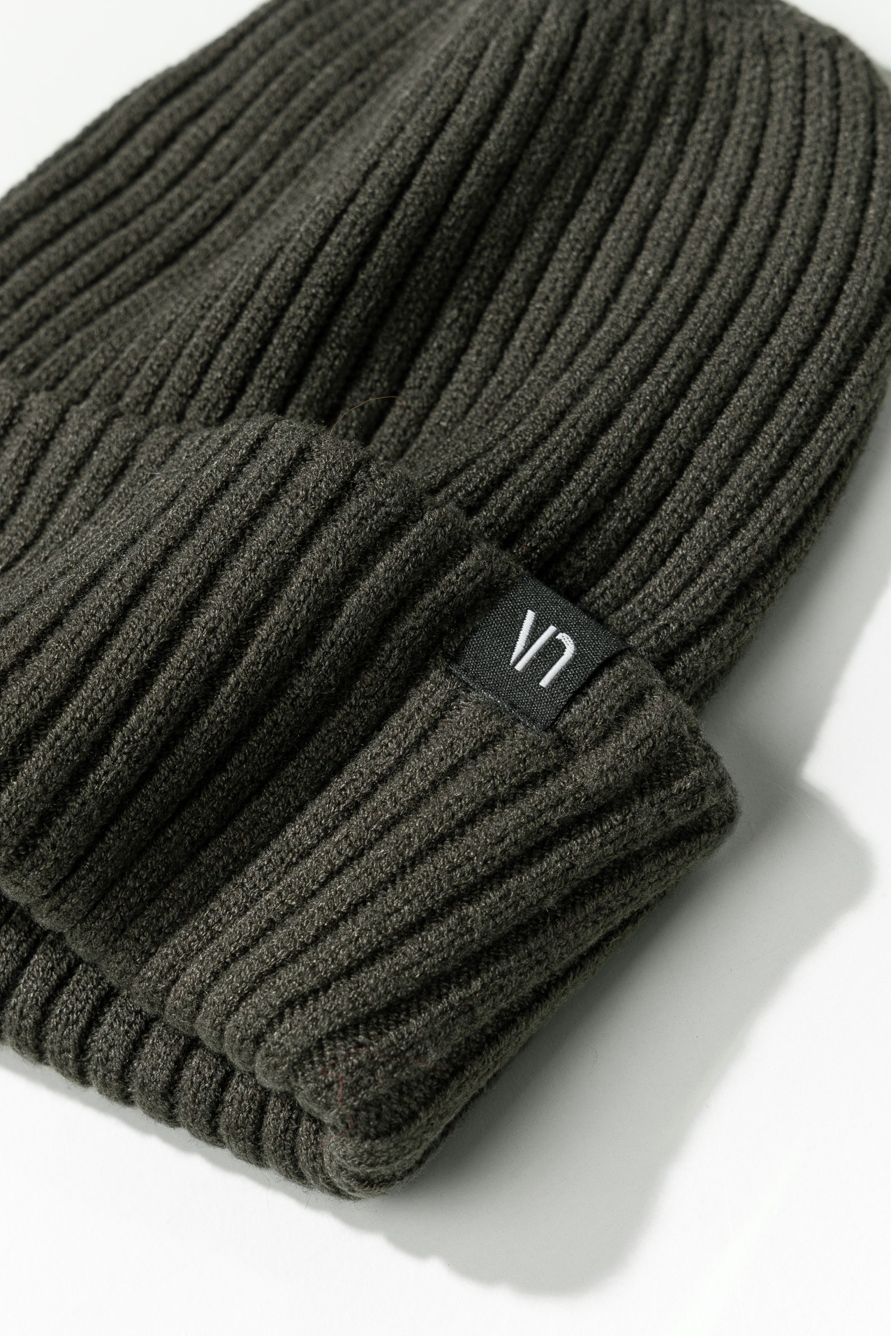 Olive Ribbed Knit Beanie
