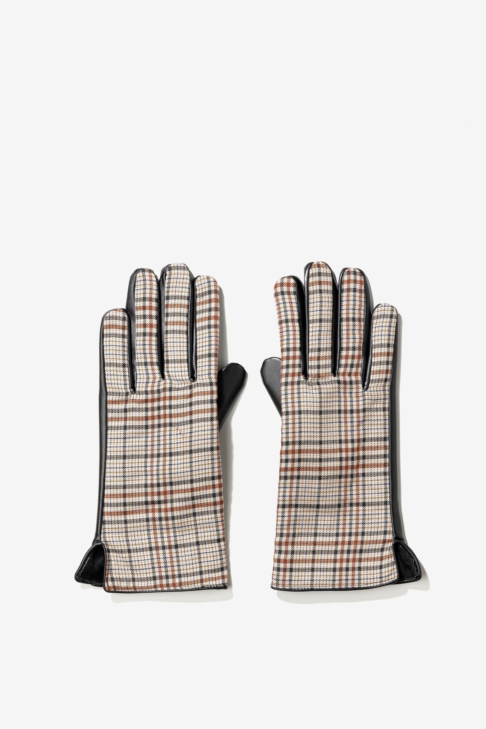 Beige Checked Gloves