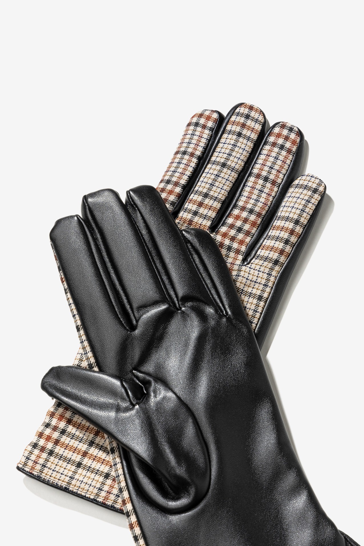 Beige Checked Gloves