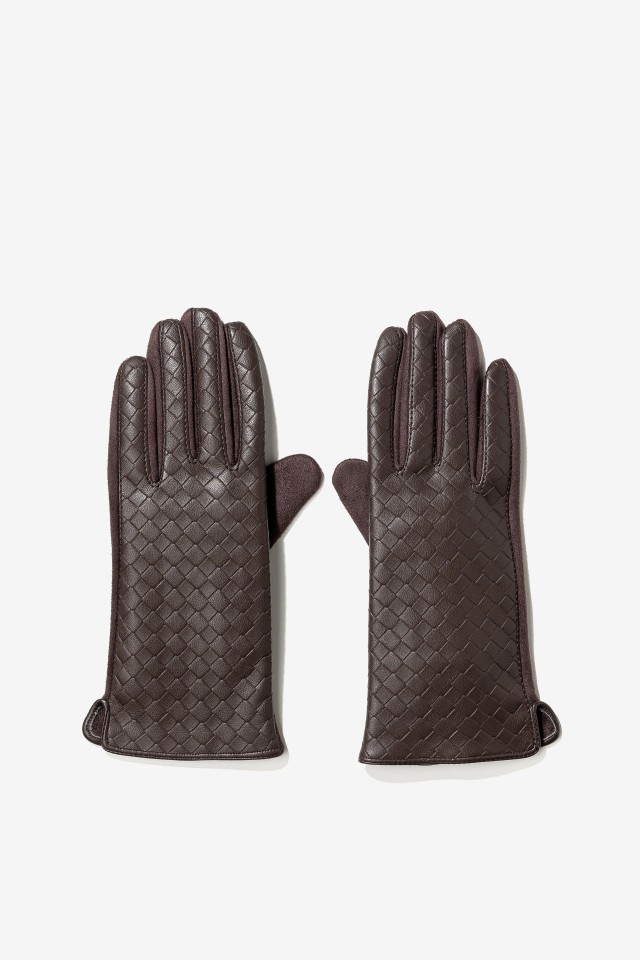 Brown Textured Gloves