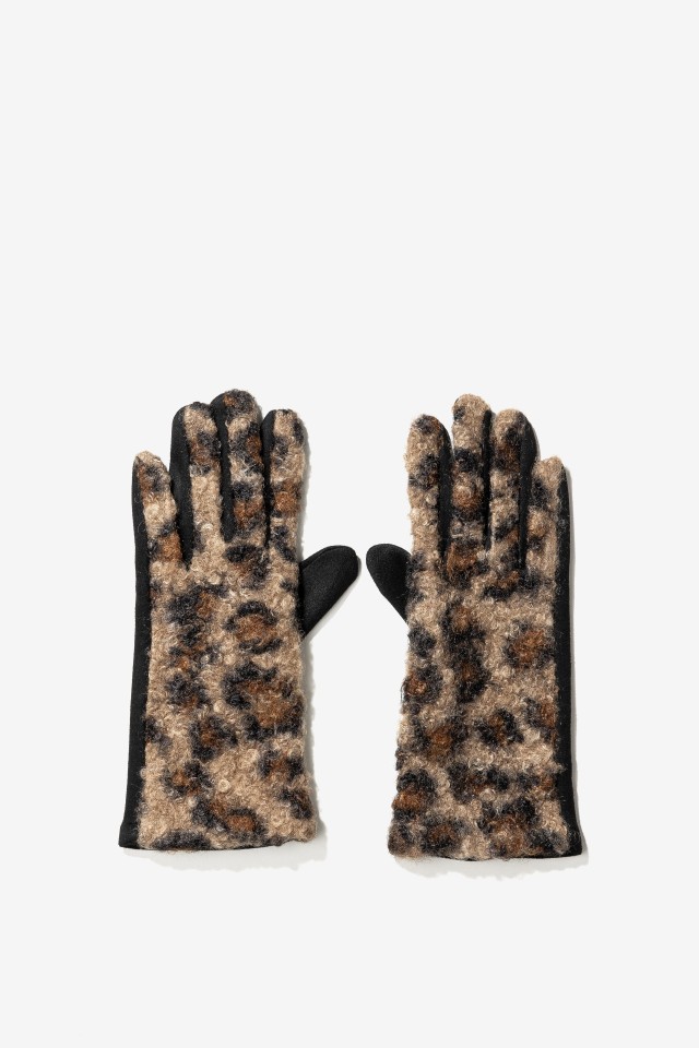 Brown Leopard-Print Gloves