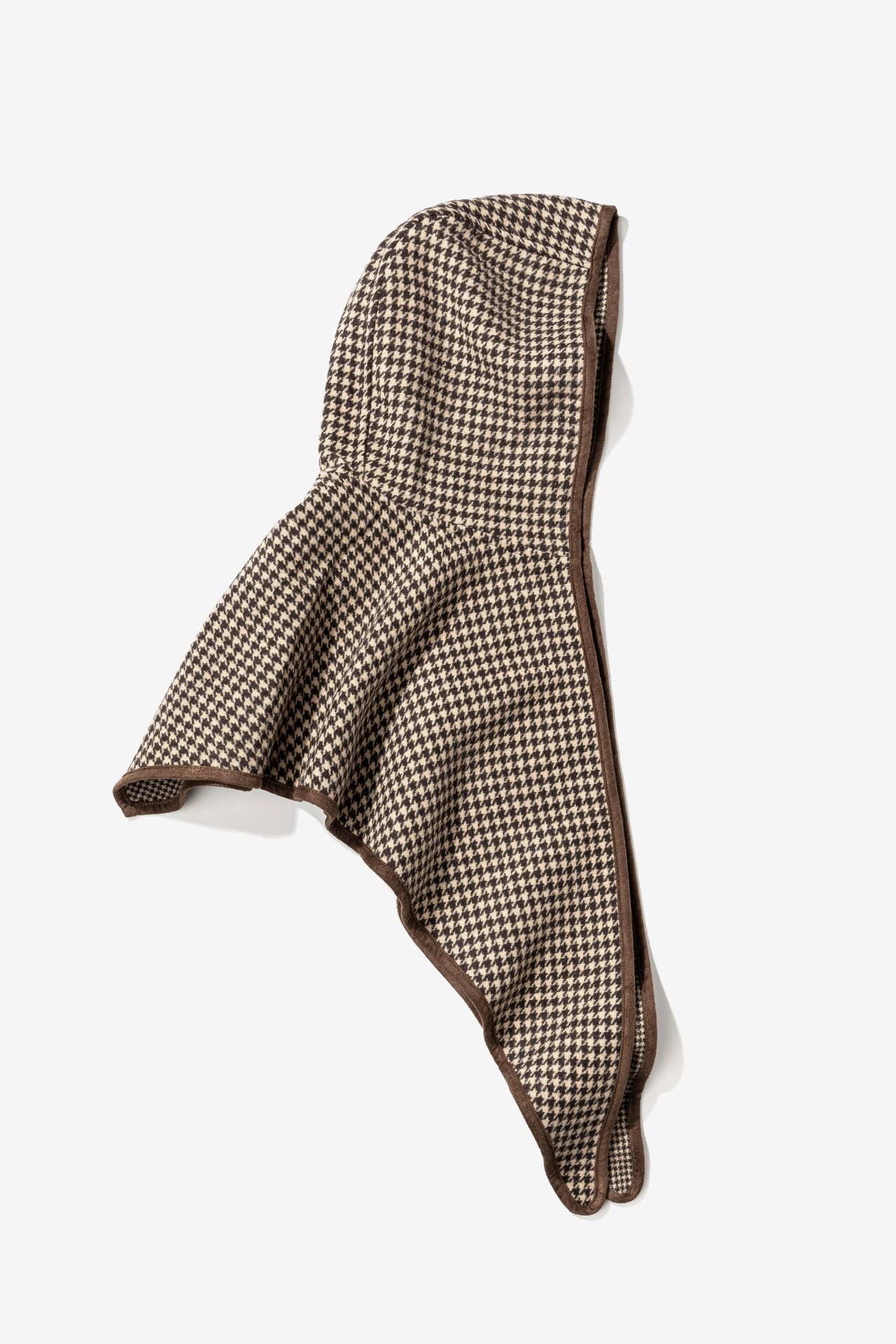 Brown Houndstooth Hooded Cape