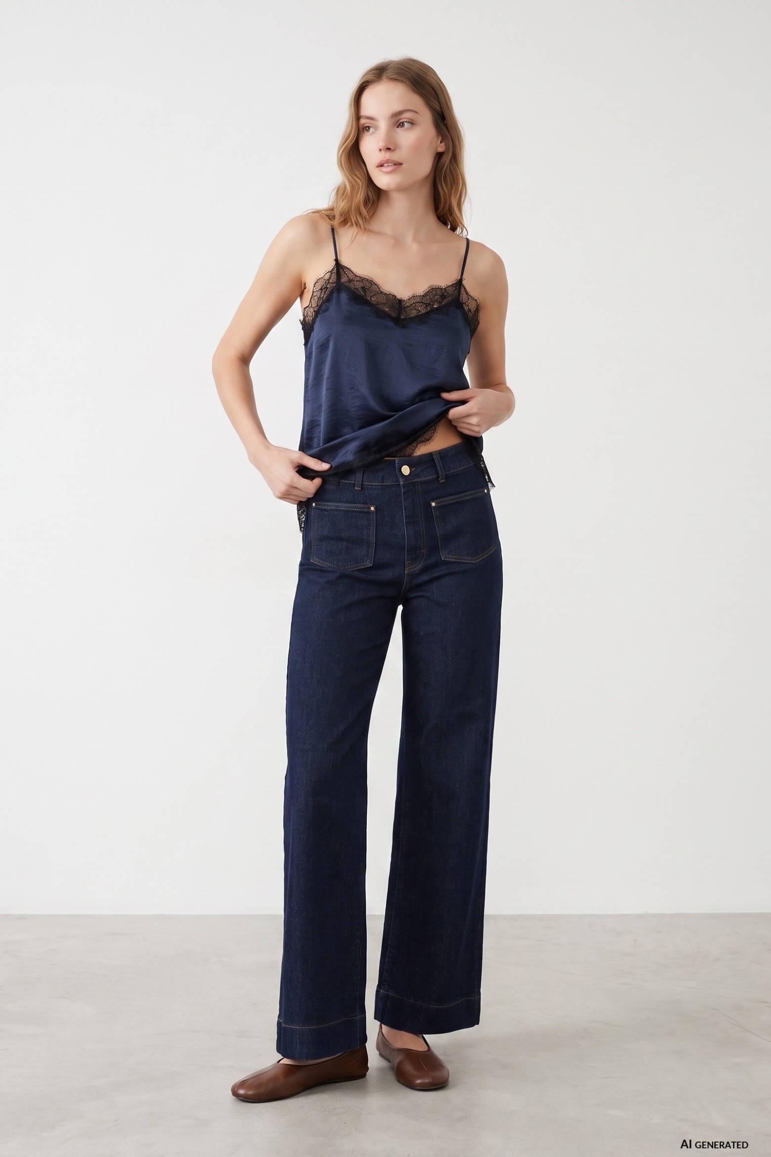 Dark Blue Wide Jeans