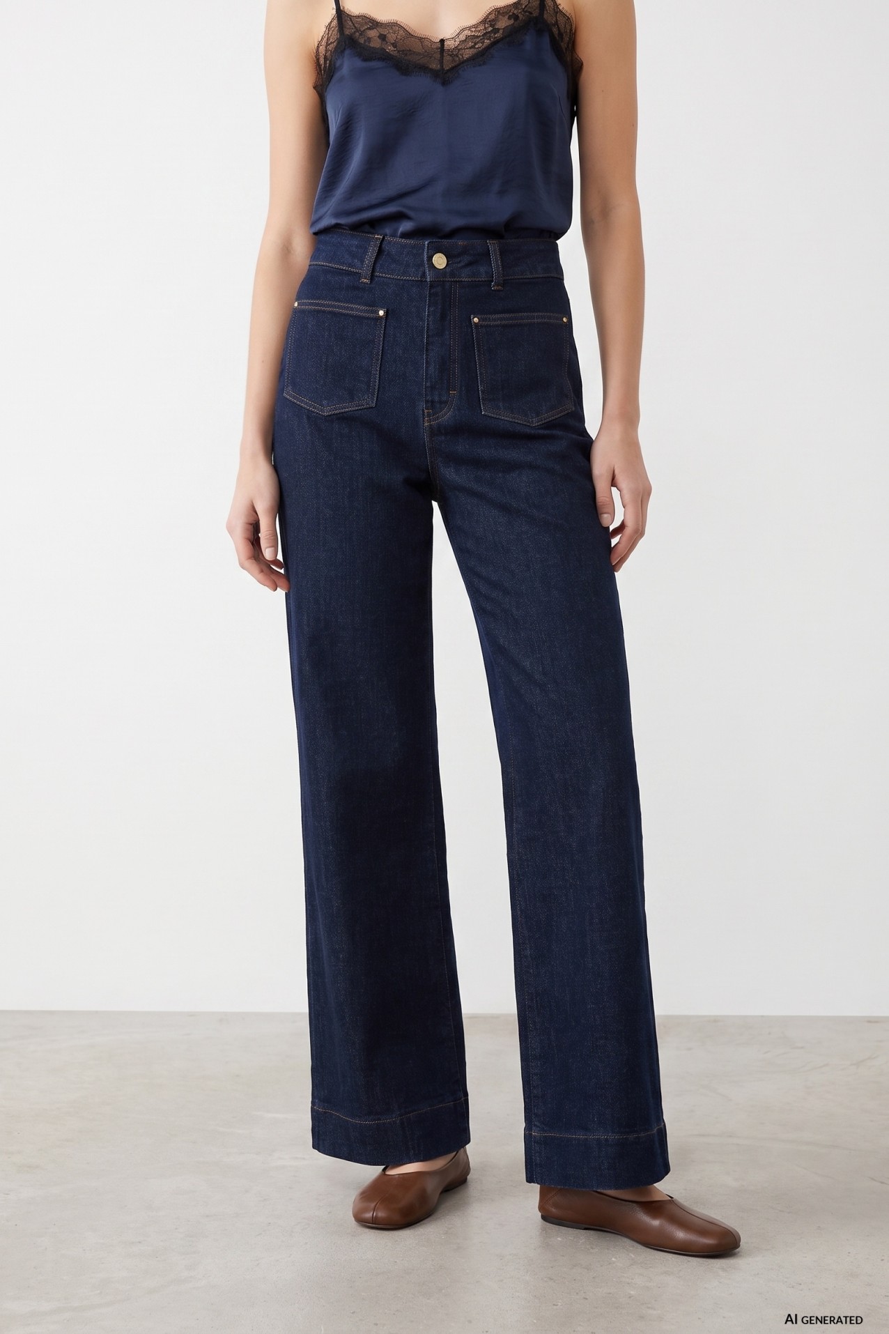 Dark Blue Wide Jeans