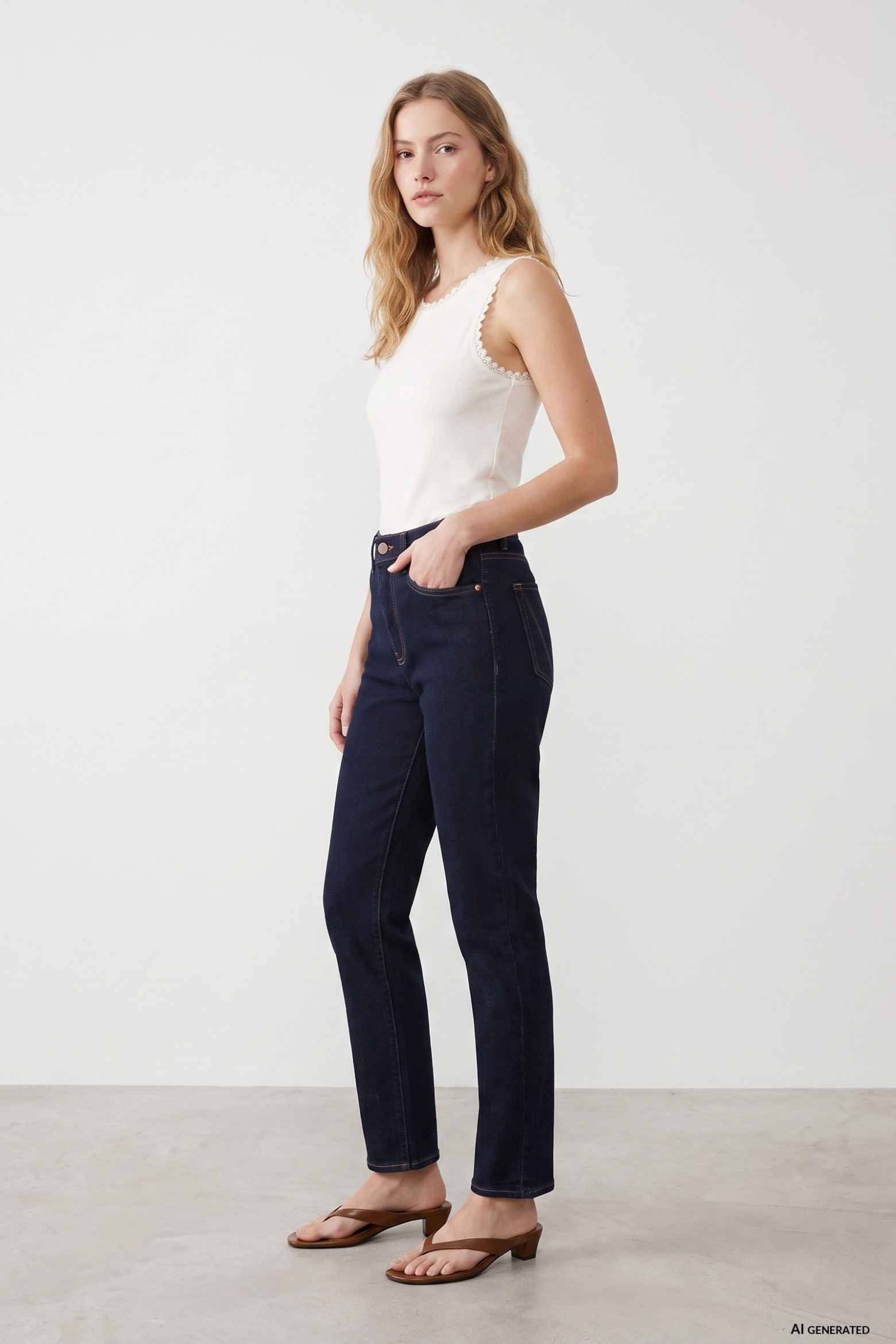 Dark Blue Mom Slim Jeans