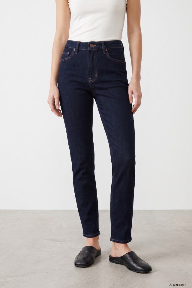 Dark Blue Mom Slim Jeans Dark Blue Mom Slim Jeans