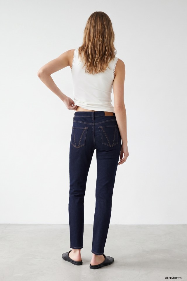 Dark Blue Mom Slim Jeans Dark Blue Mom Slim Jeans