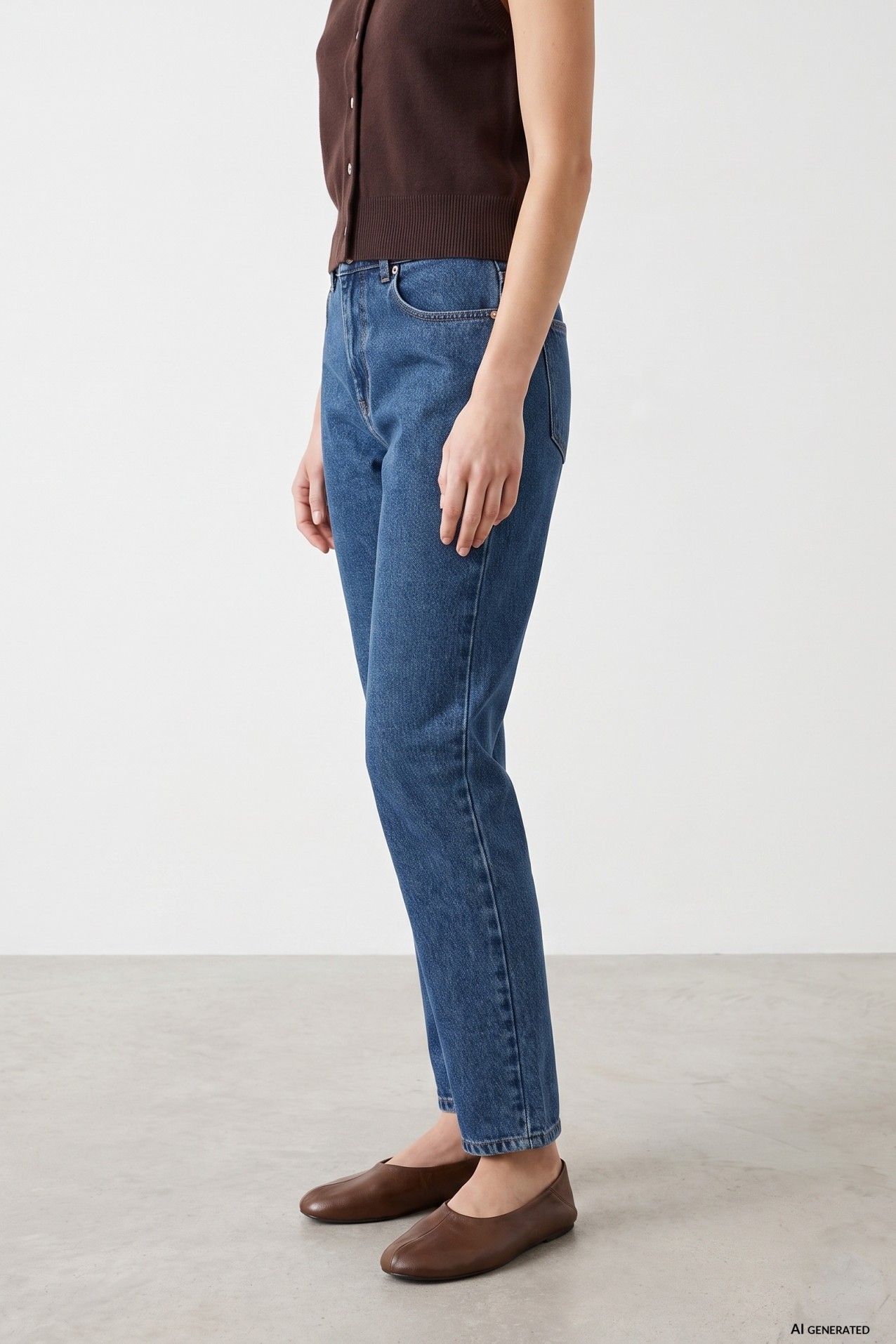 Jeans mom fit azul cl�ssico