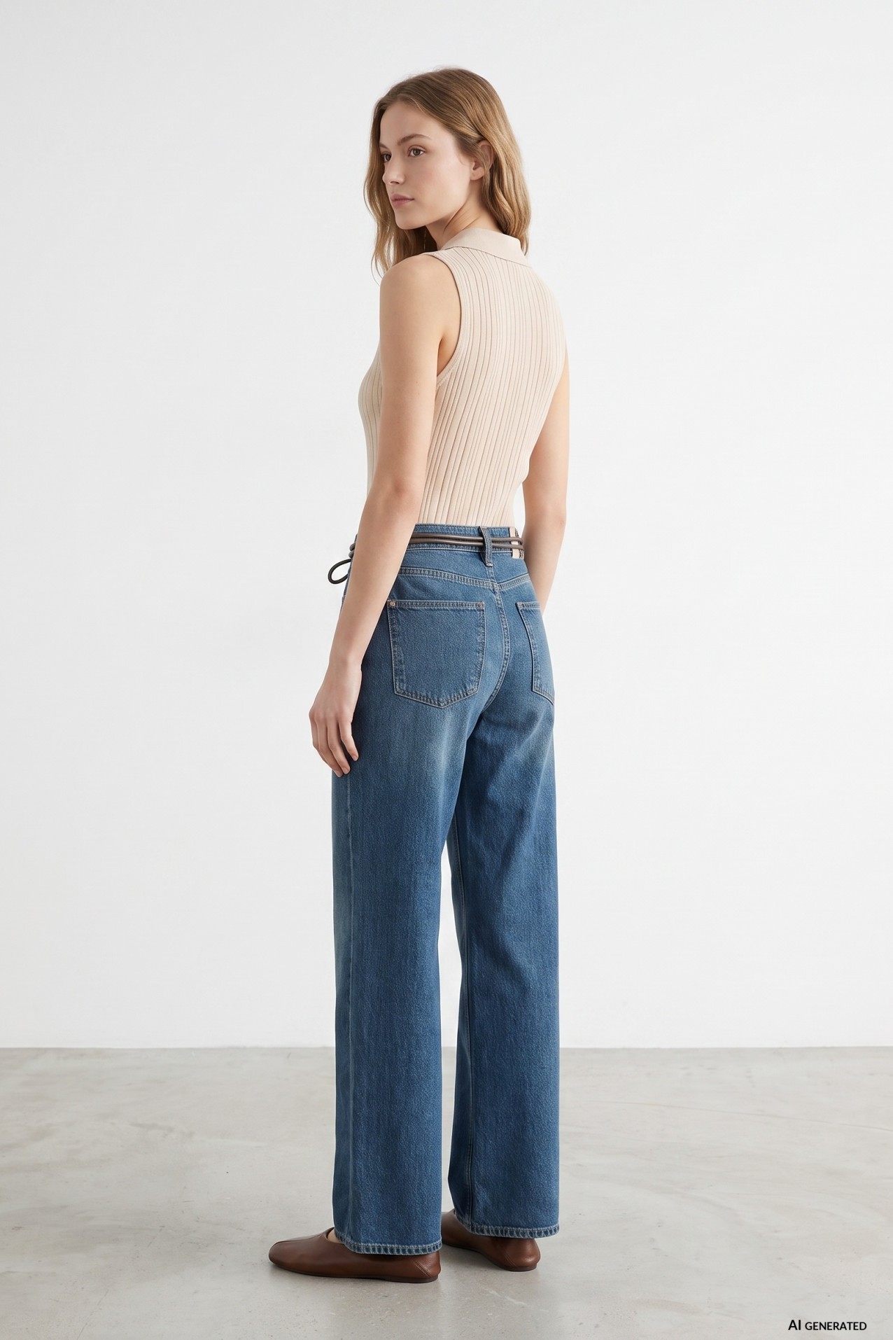 Wide Leg Jeans With Belt
