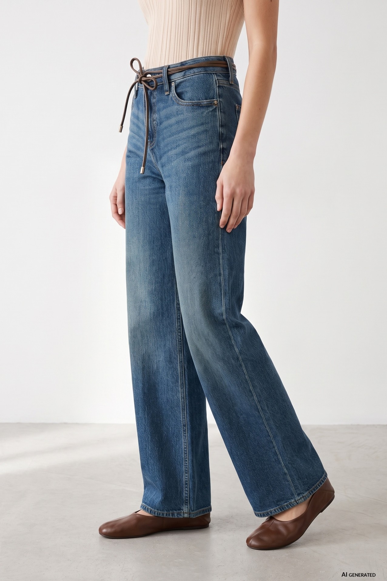 Wide Leg Jeans With Belt