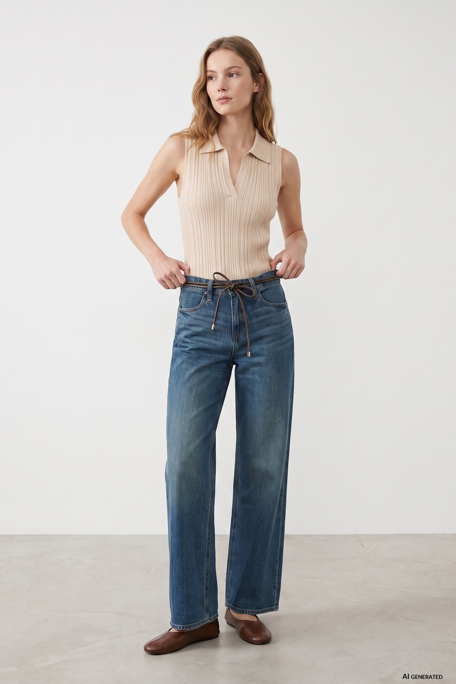 Wide Leg Jeans With Belt