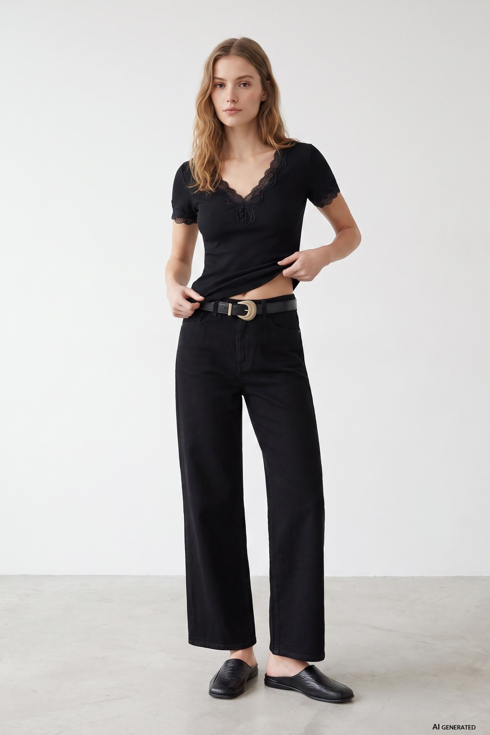 Culotte vaquero negro ancho