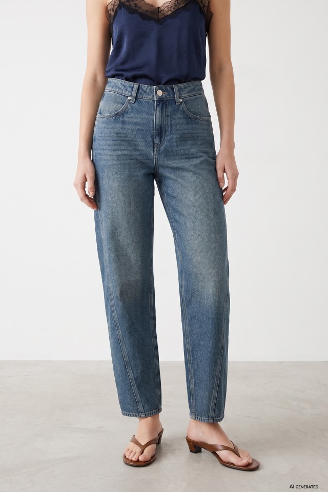 Barrel Fit Blue Jeans Barrel Fit Blue Jeans