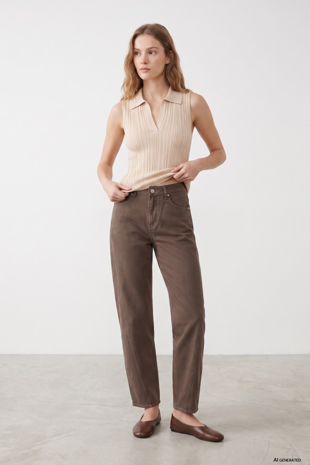 Barrel Cut Brown Jeans Barrel Cut Brown Jeans