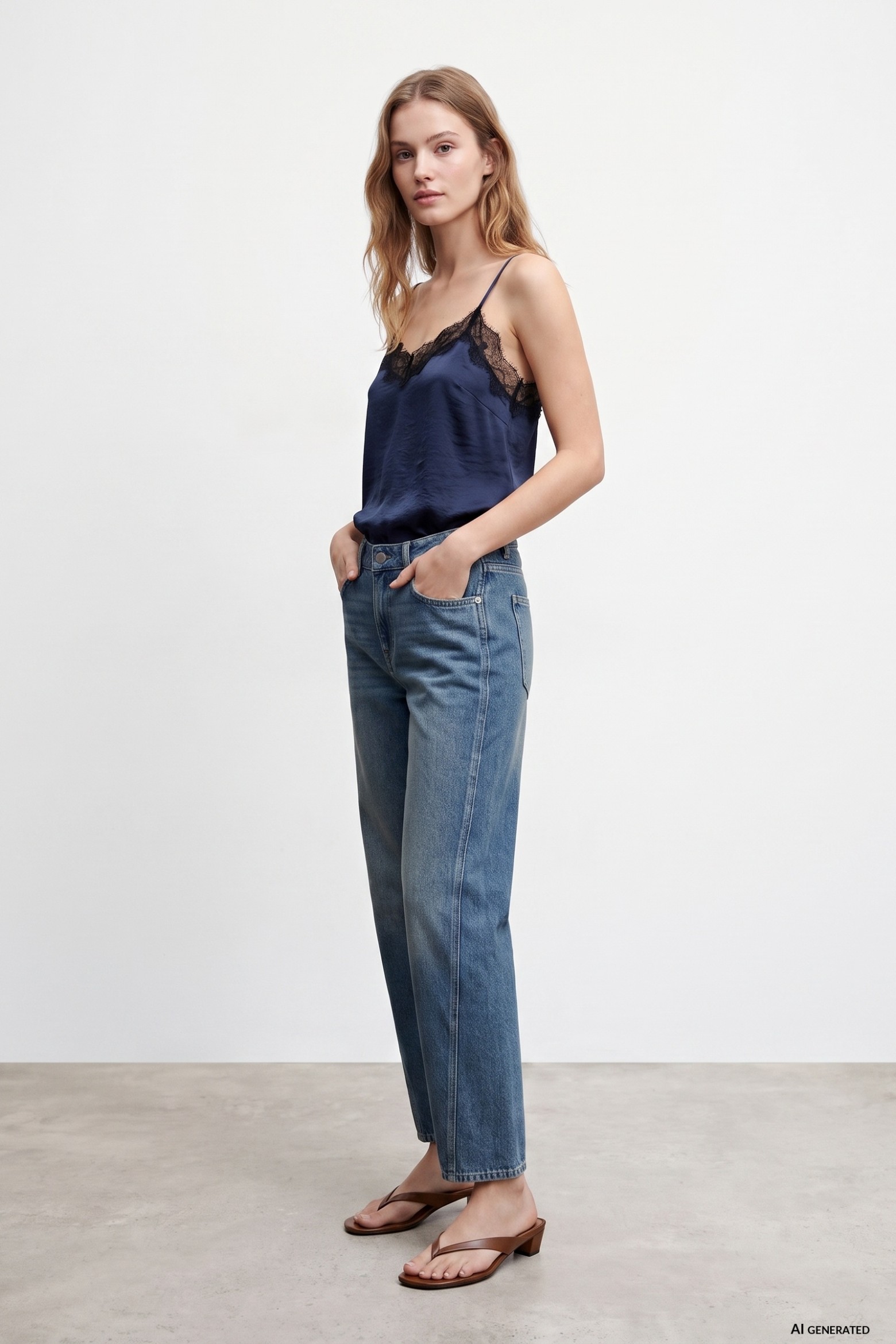 Barrel Fit Blue Jeans