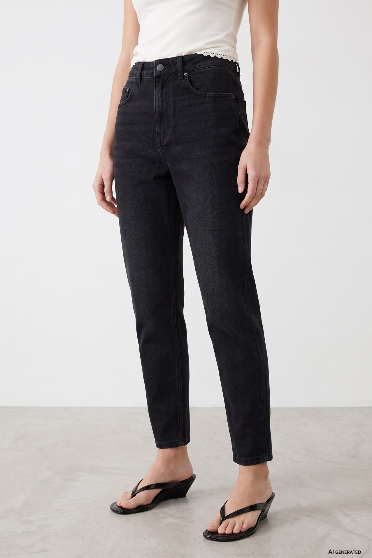 Jeans mom fit negro