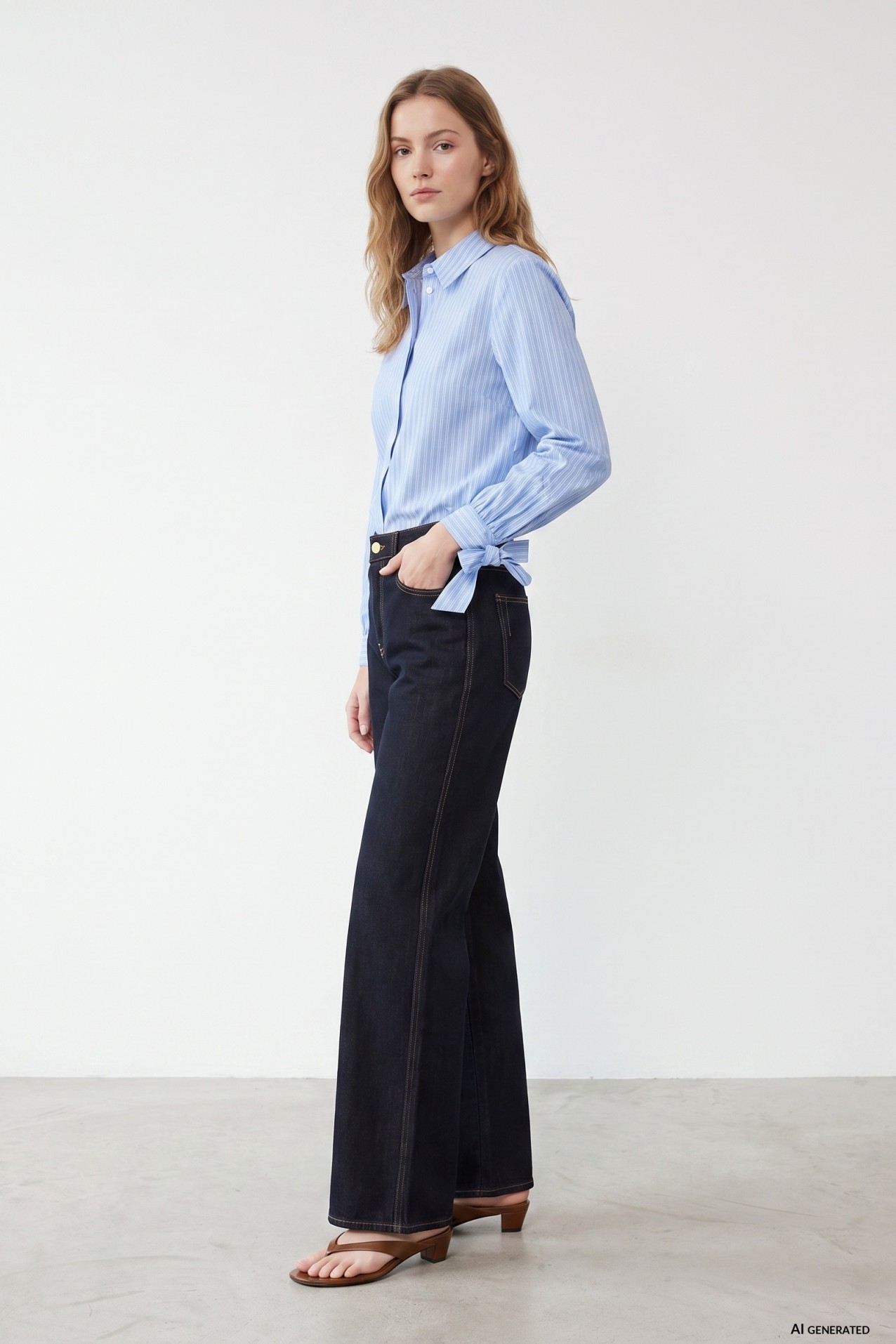 Blue striped regular shirt