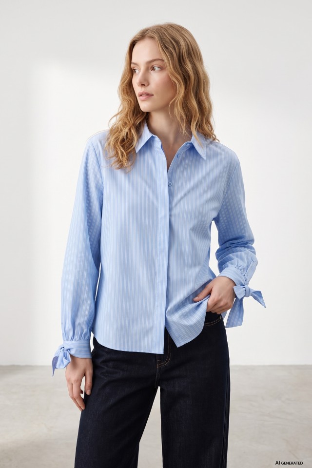 Blue striped regular shirt