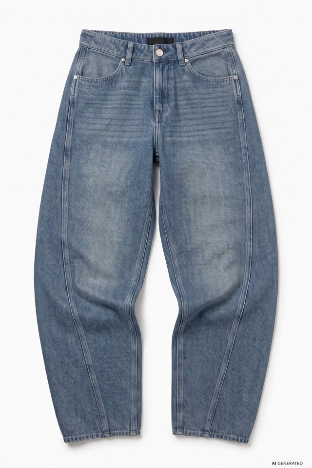 Barrel Fit Blue Jeans Barrel Fit Blue Jeans