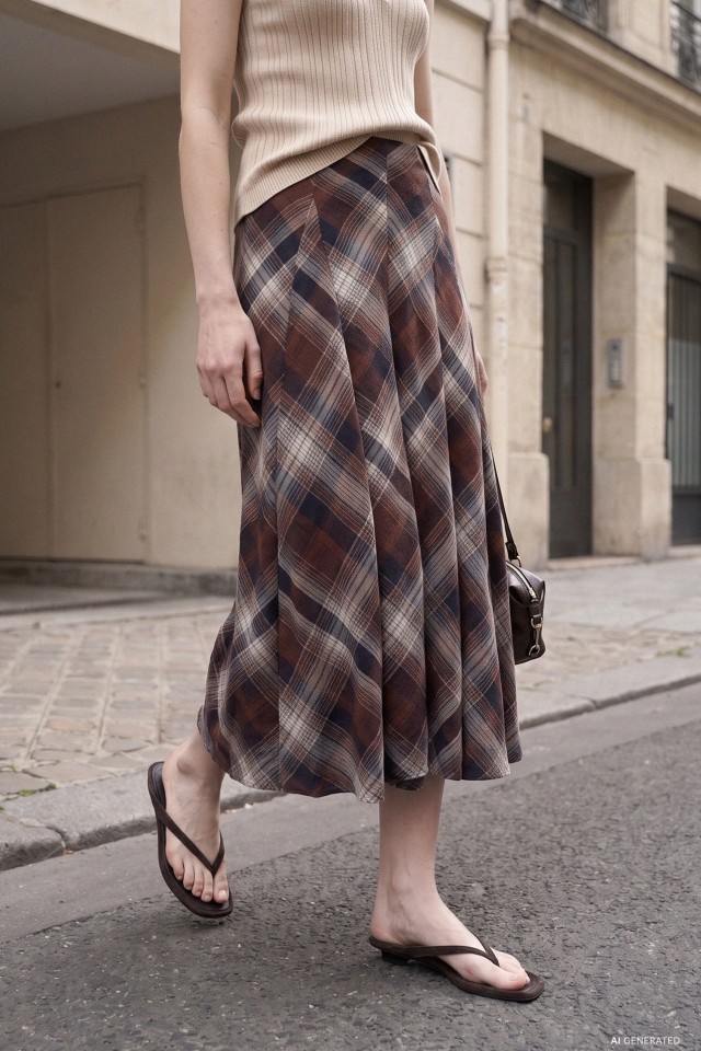 Blue Plaid Midi Skirt Blue Plaid Midi Skirt
