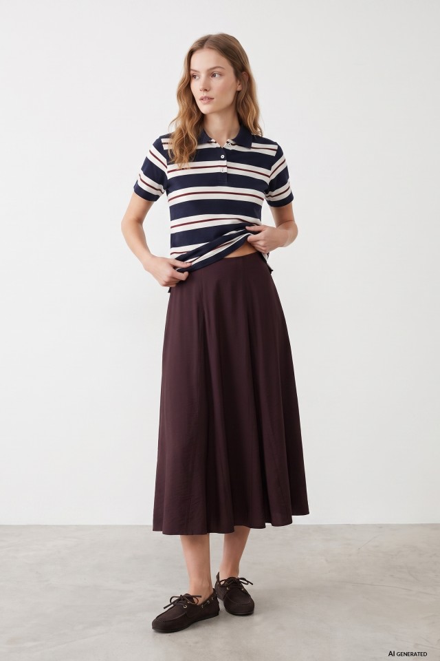 Flowy Dark Red Midi Skirt Flowy Dark Red Midi Skirt