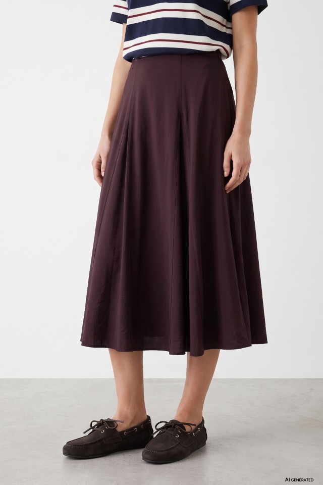 Flowy Dark Red Midi Skirt Flowy Dark Red Midi Skirt