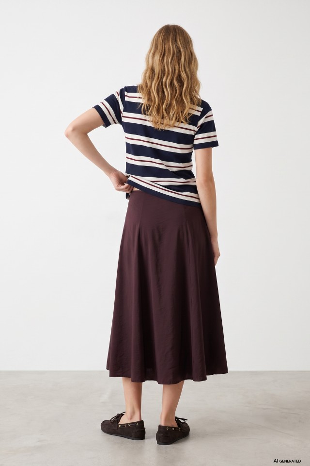 Flowy Dark Red Midi Skirt Flowy Dark Red Midi Skirt