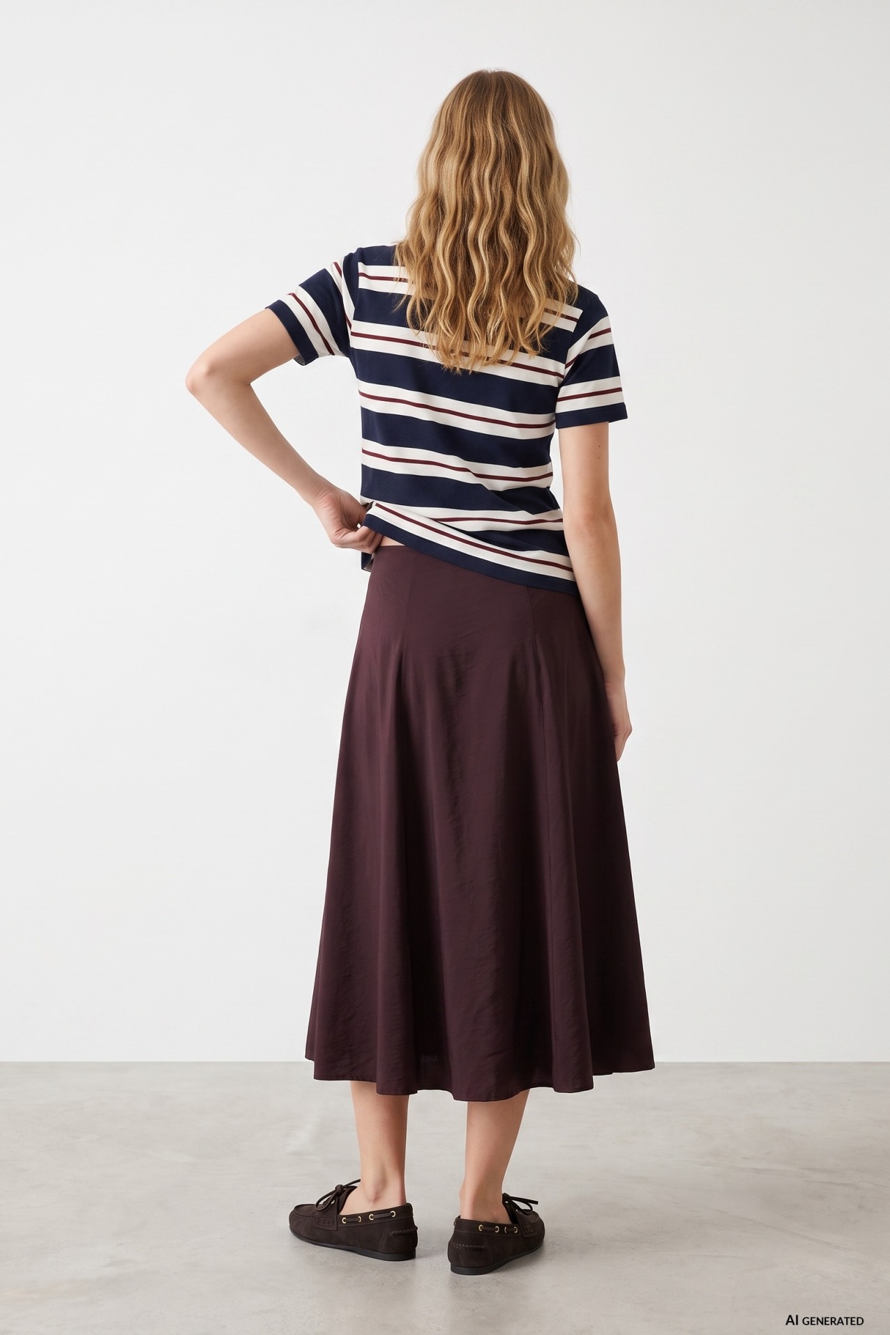 Flowy Dark Red Midi Skirt