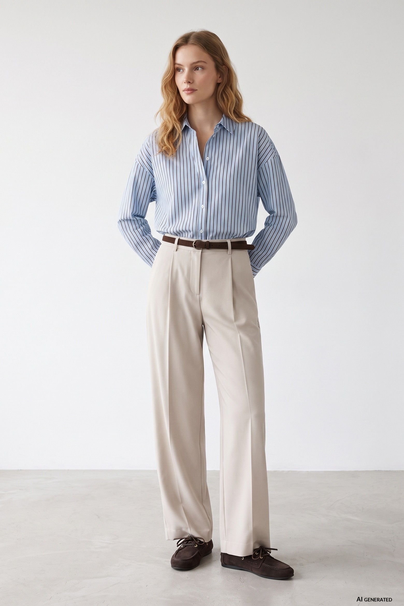Beige Wide Palazzo Trousers