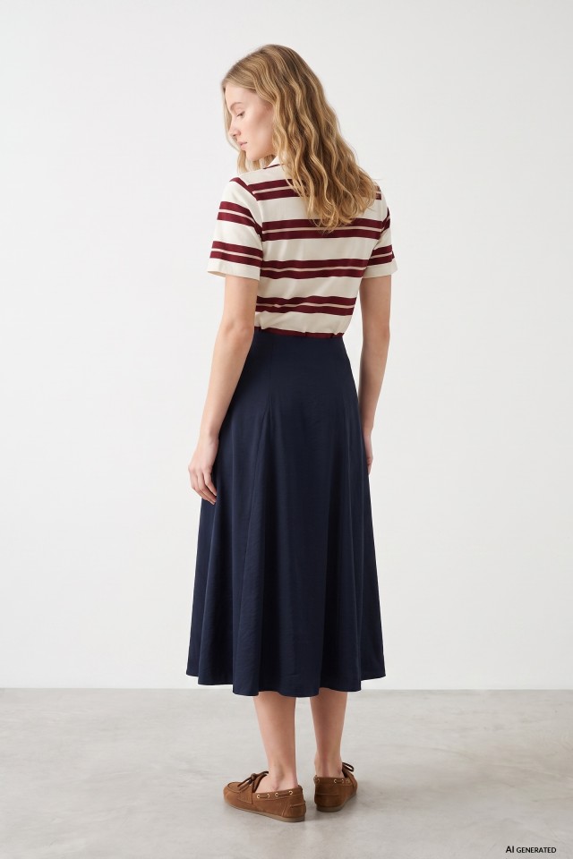 Flowy Dark Blue Midi Skirt Flowy Dark Blue Midi Skirt