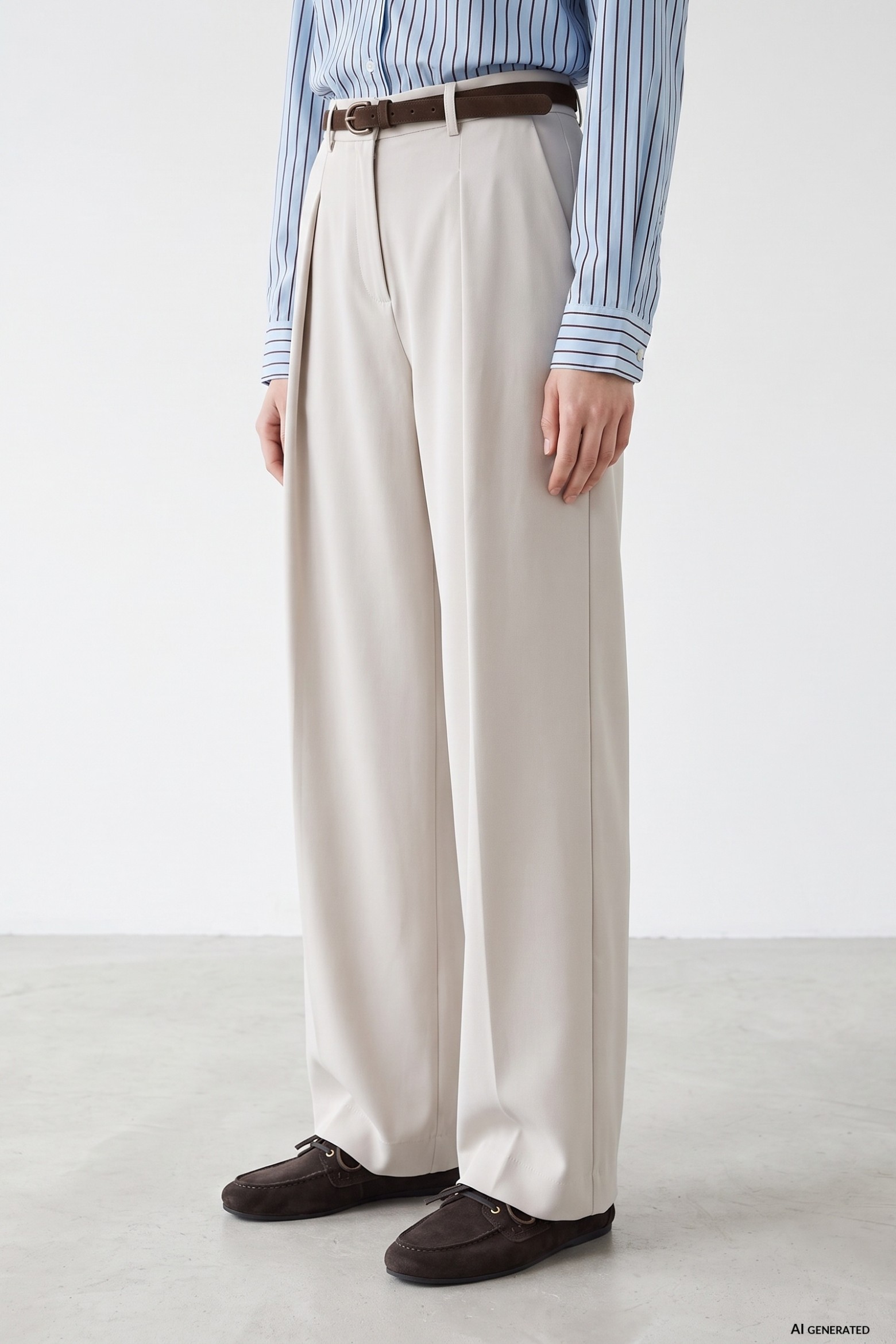 Beige Wide Palazzo Trousers