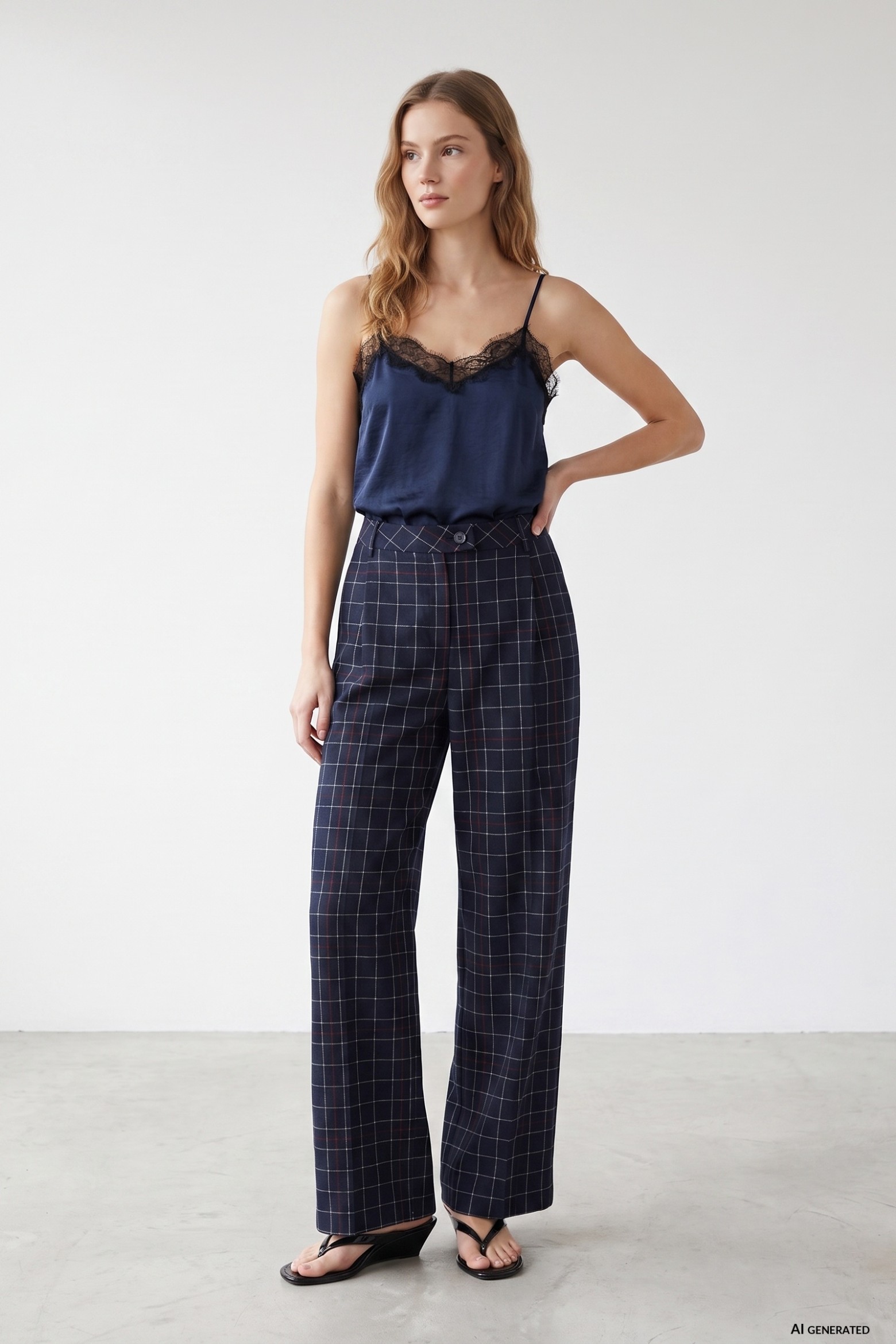 Wide-Leg Checked Palazzo Pants