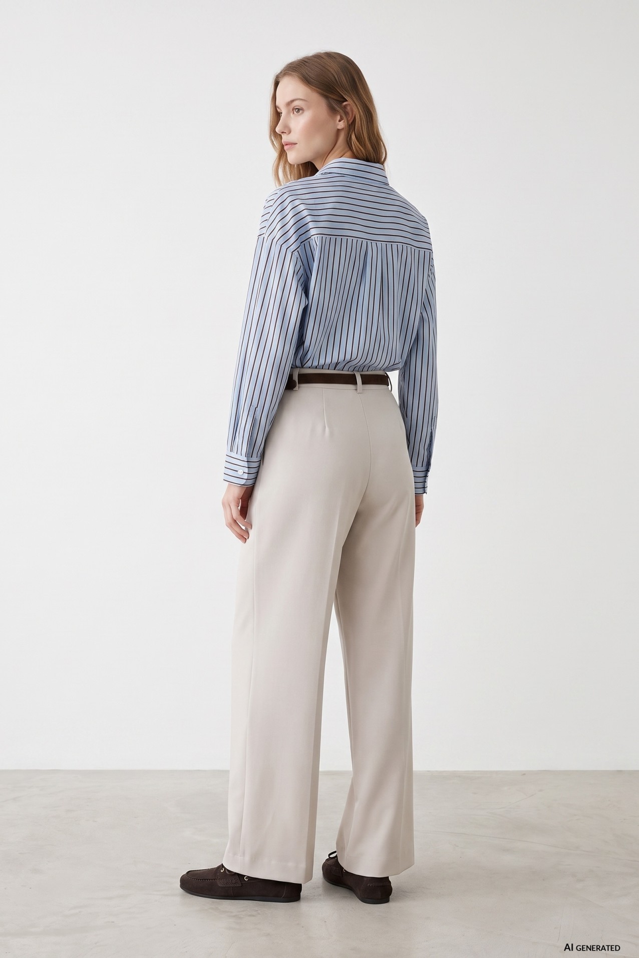 Beige Wide Palazzo Trousers