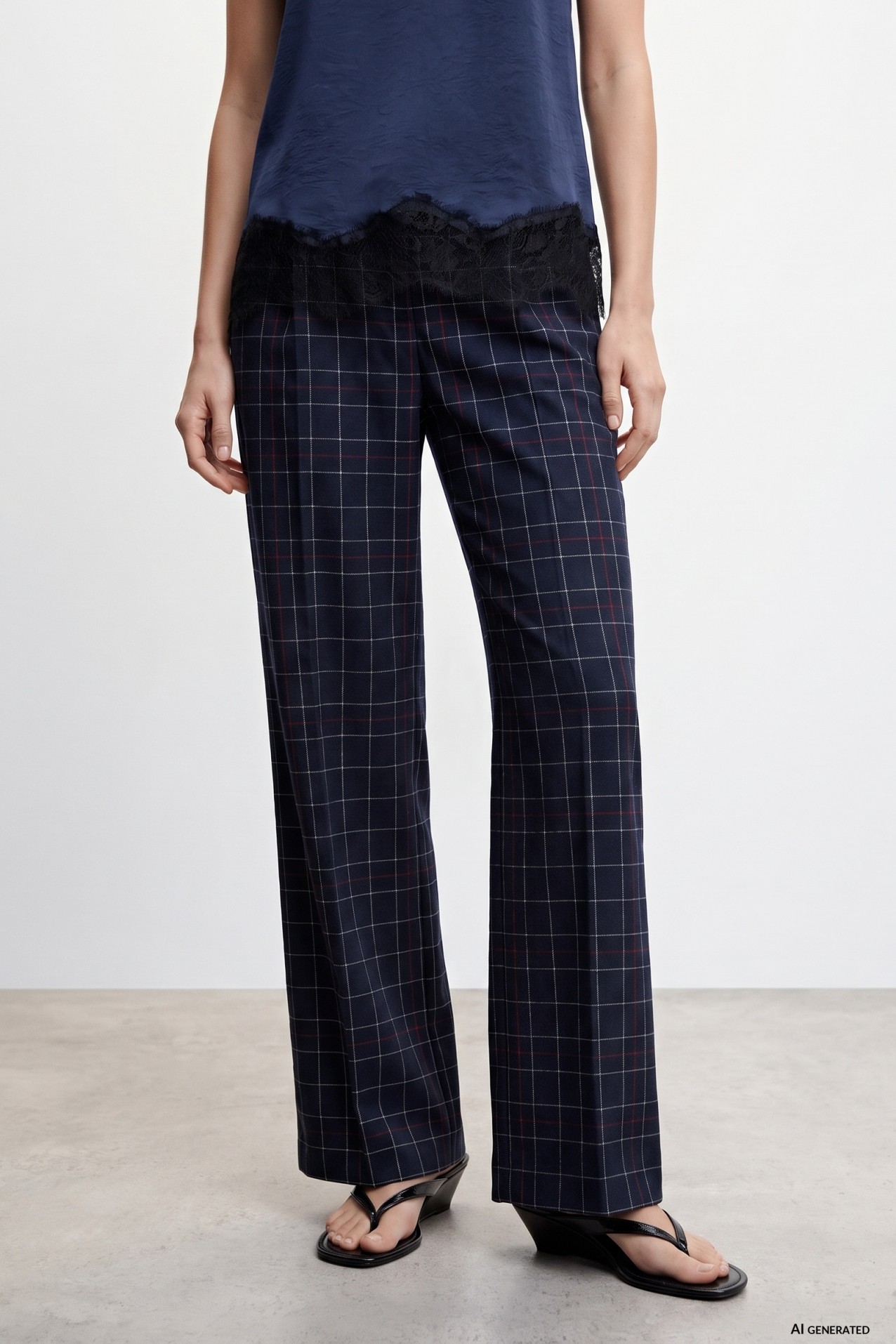 Wide-Leg Checked Palazzo Pants