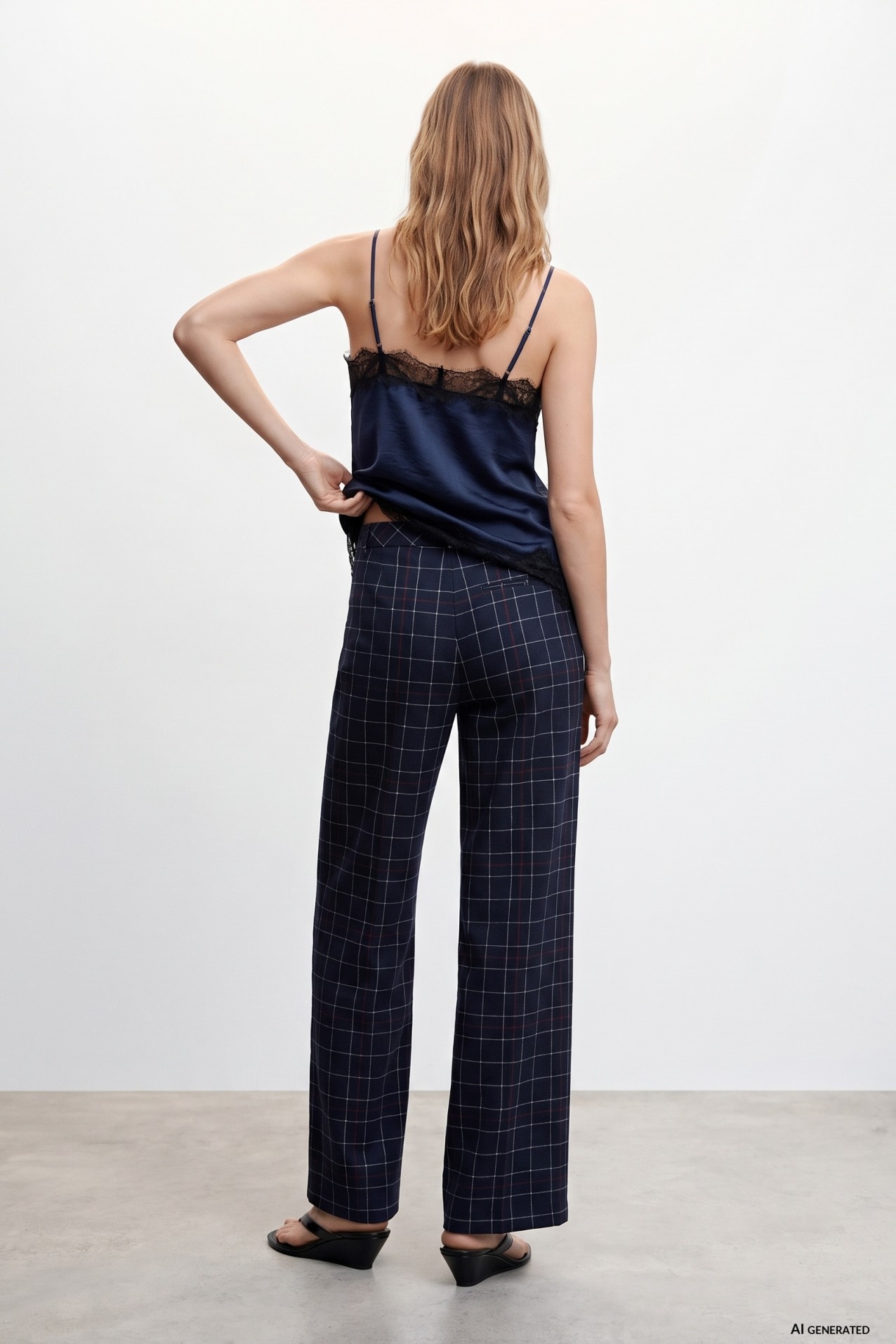 Wide-Leg Checked Palazzo Pants
