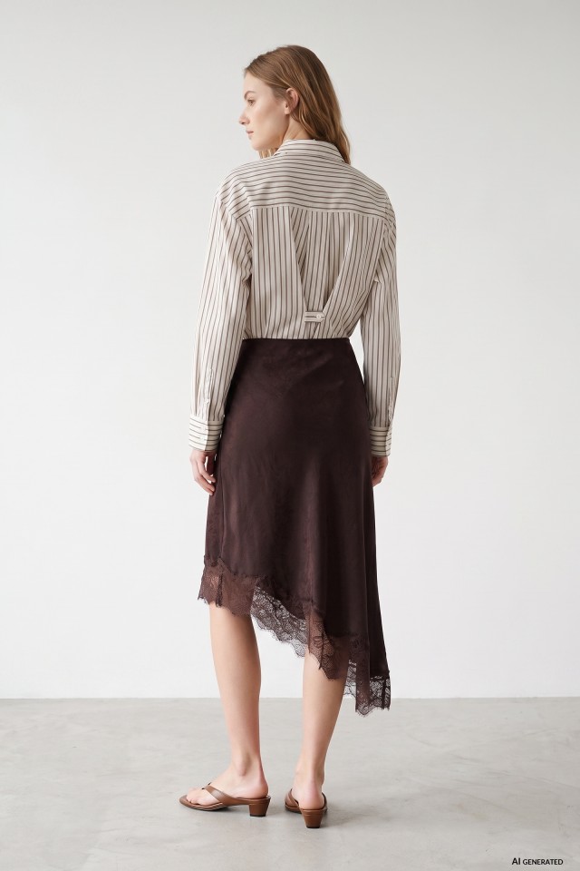 Asymmetric Brown Midi Skirt Asymmetric Brown Midi Skirt