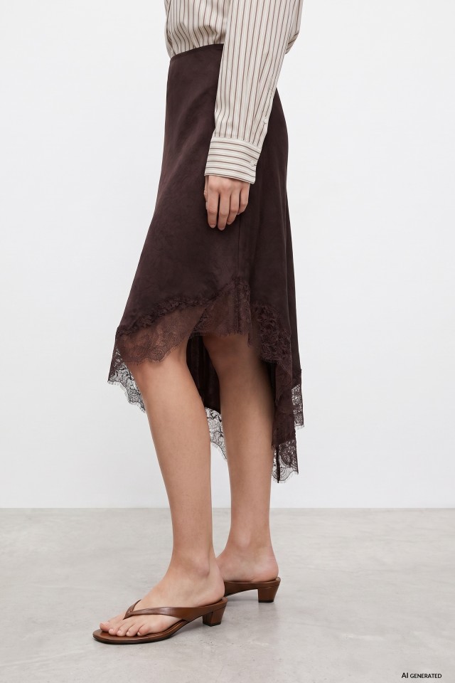 Asymmetric Brown Midi Skirt Asymmetric Brown Midi Skirt