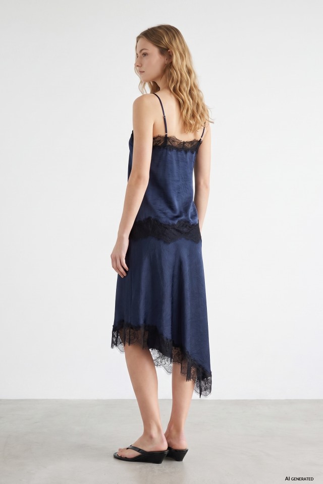 Navy Skirt With Lace Details Navy Skirt With Lace Details