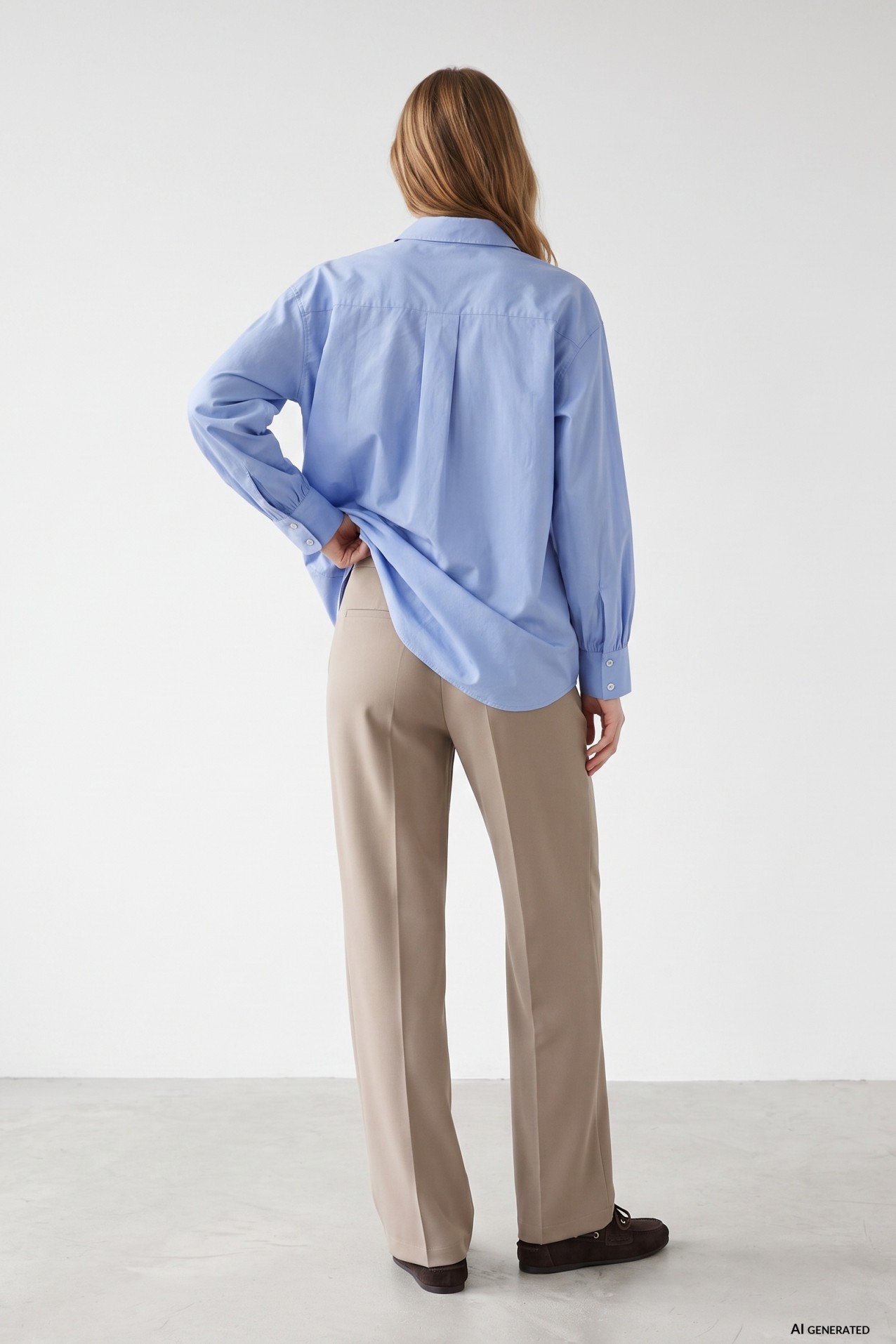 Beige Wide Leg Trousers