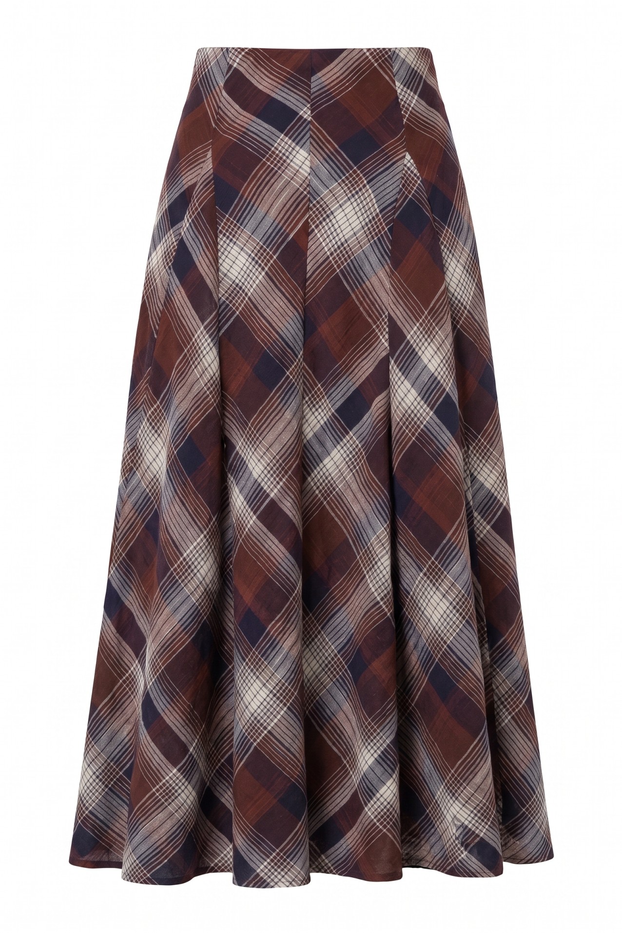 Blue Plaid Midi Skirt